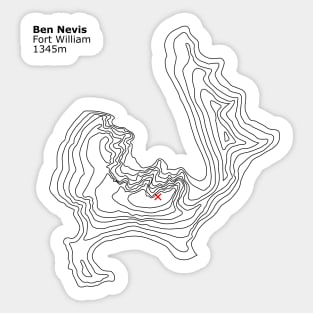 Ben Nevis Mountain Contours Sticker